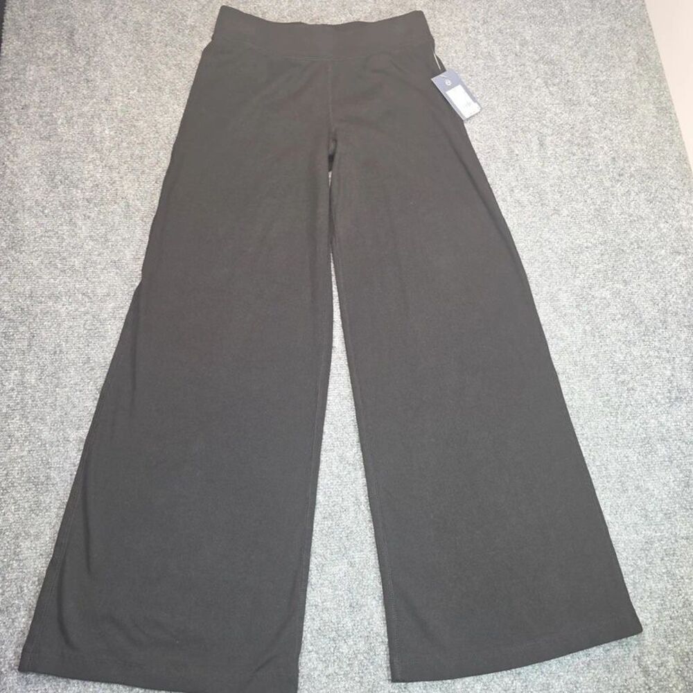 Women’s Black Ribbed Wide Leg Pull-On Pants Size S